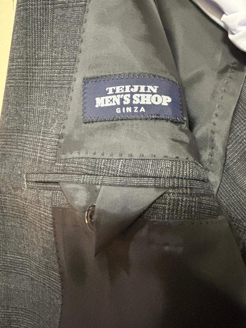 S873★テイジン新品ビジネススーツ大きいサイズA7グレンチェック グレー秋冬春