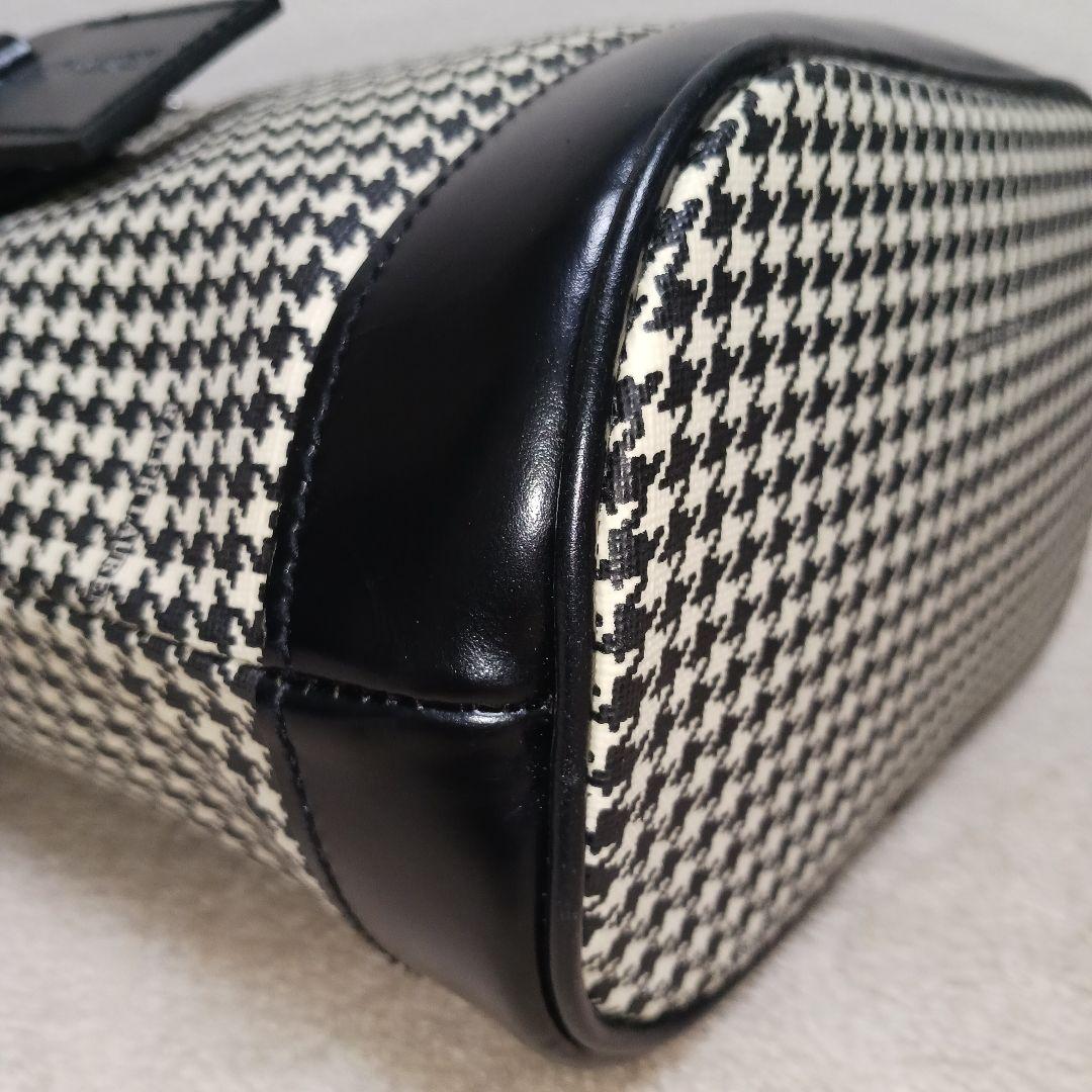【美品】RALPH LAUREN 千鳥格子PVC×本革レザー切替ショルダーバッグ