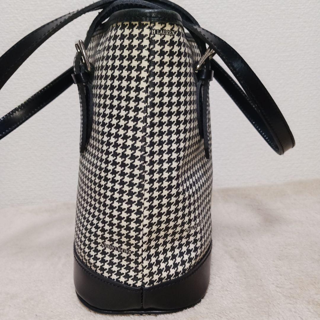【美品】RALPH LAUREN 千鳥格子PVC×本革レザー切替ショルダーバッグ