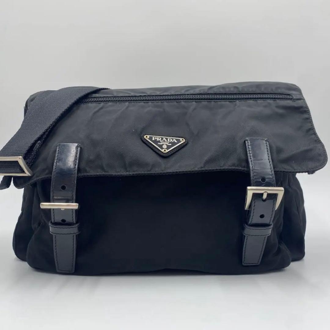 美品 プラダ テスートナイロン メッセンジャー ショルダーバッグ クロスボディ