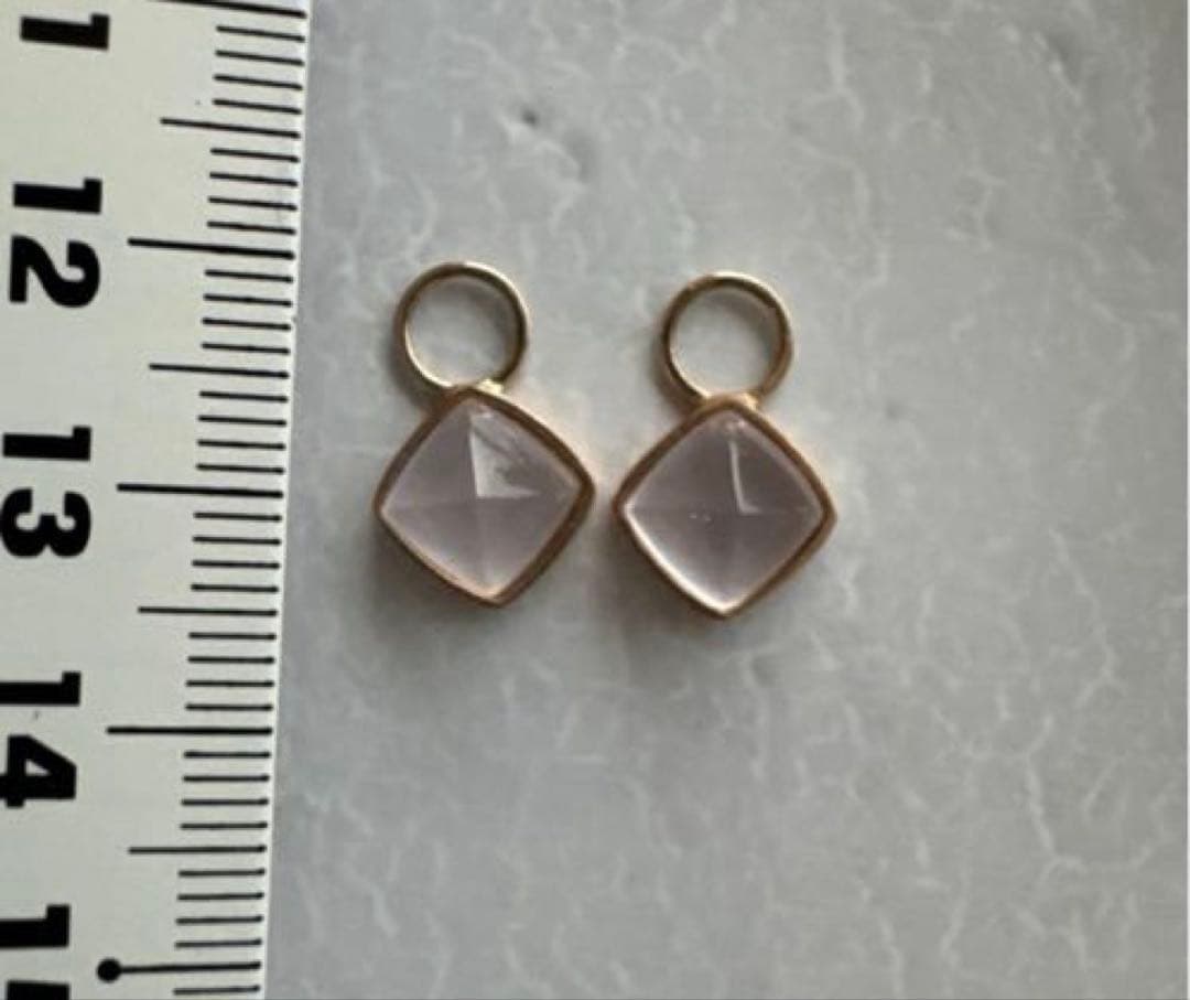 極美品✨各2.5ct✨K18PG ローズクォーツチャーム✨