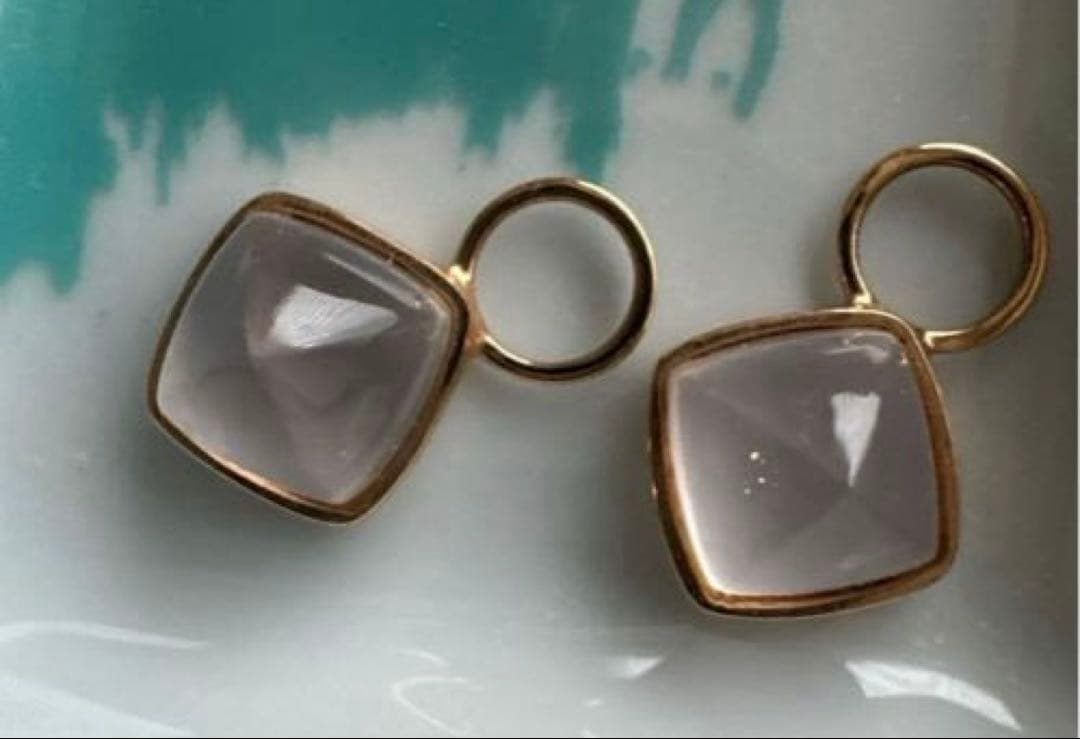 極美品✨各2.5ct✨K18PG ローズクォーツチャーム✨