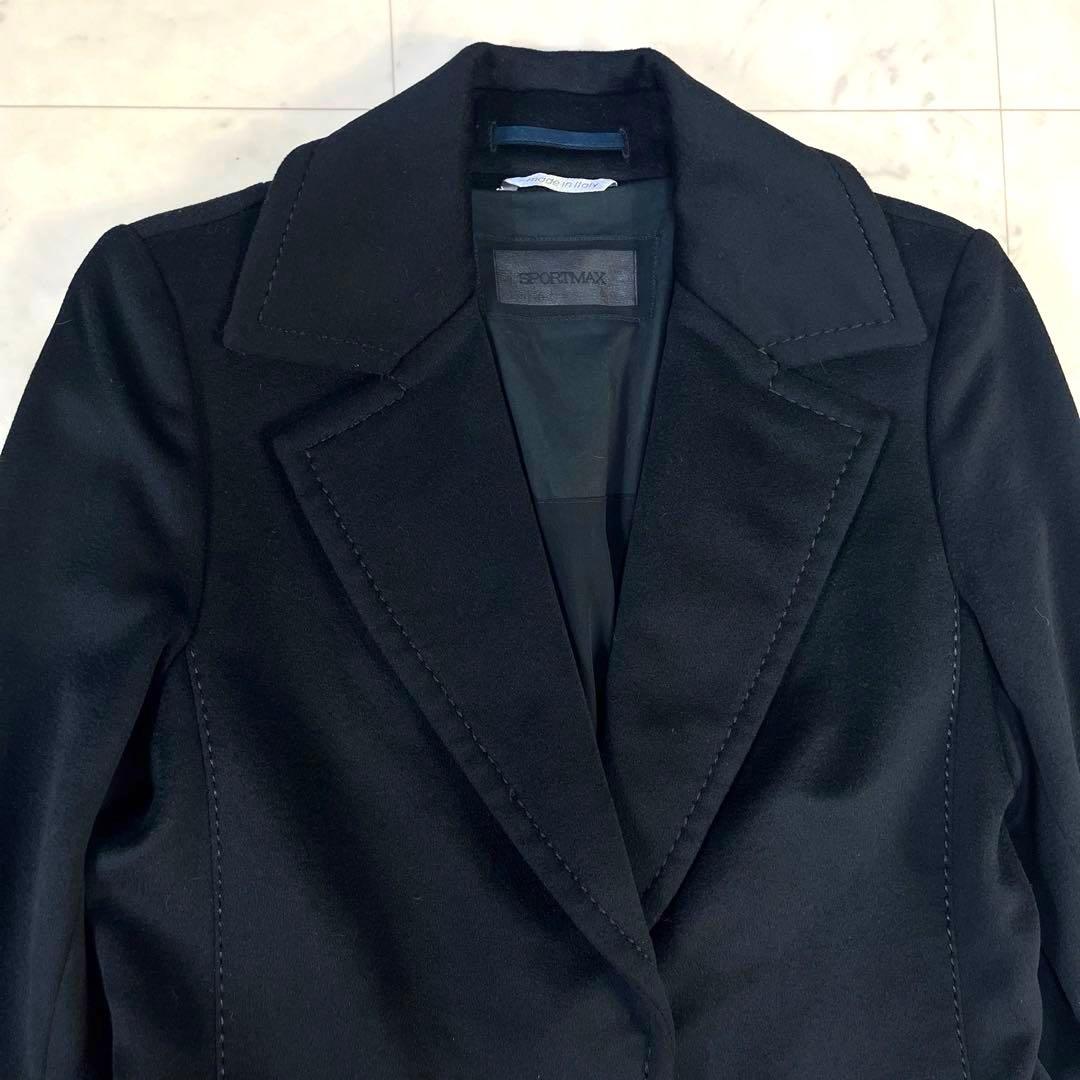 美品♪マックスマーラSPORTMAX イタリア製 ウール ロングコート ブラック