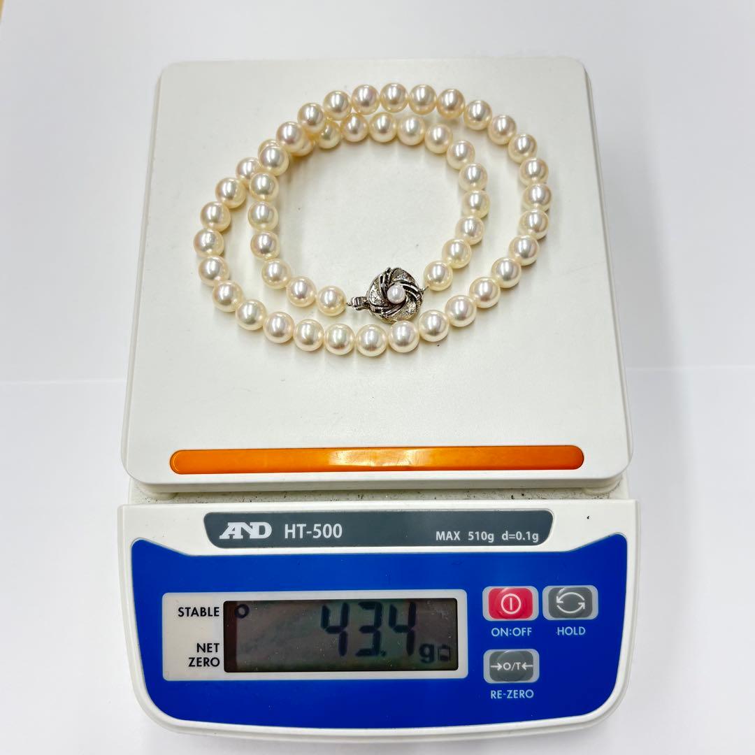 ♦︎近鉄百貨店購入 パールネックレス 8〜8.5mm 50珠 留め具シルバー 箱付