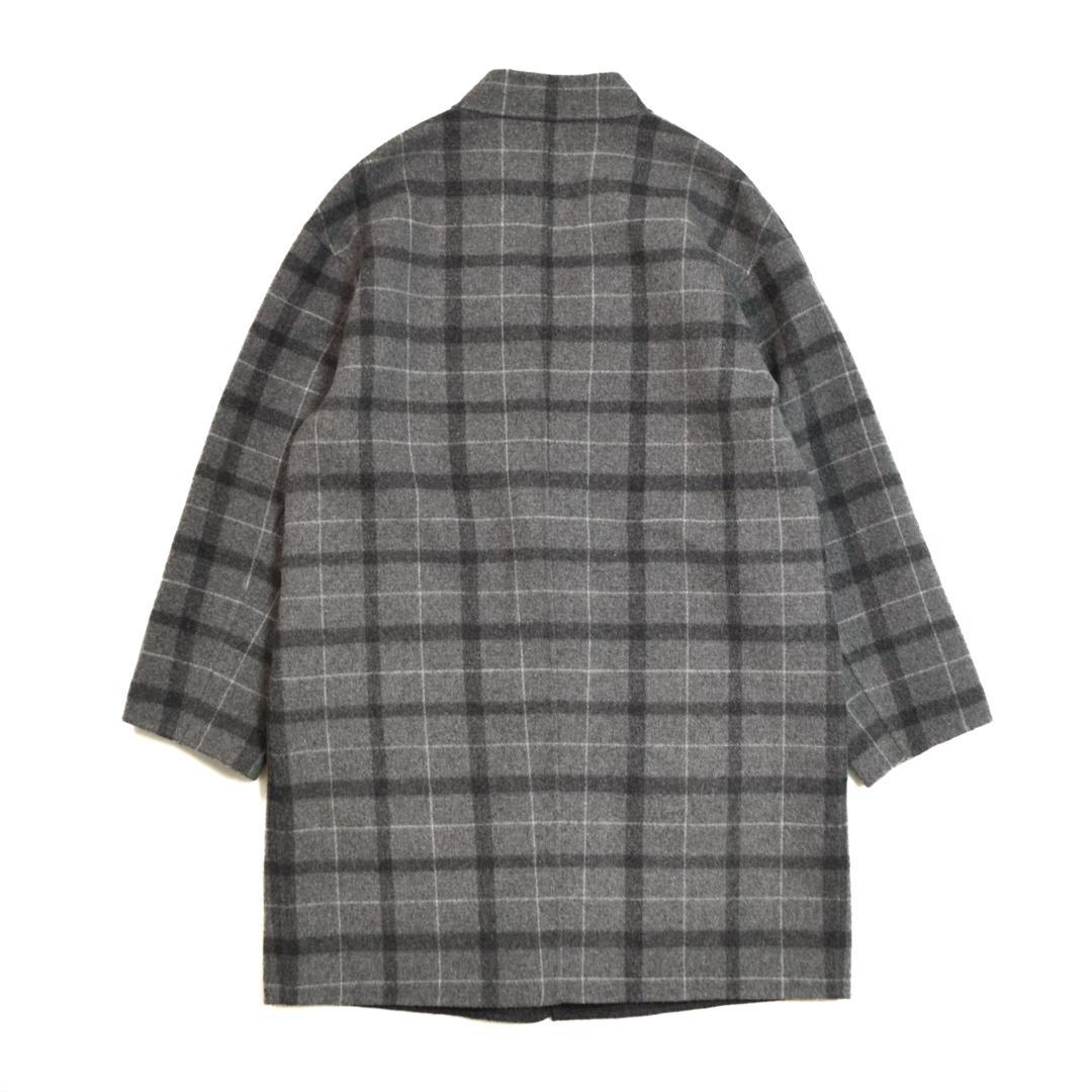 【極美品】theoryセオリー ウール混オーバーサイズチェックノーカラーコートM