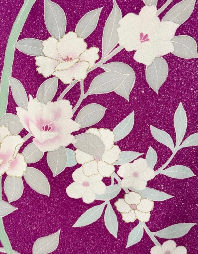 美品　正絹　振袖　単品販売　パープル　ピンク　157〜167cm