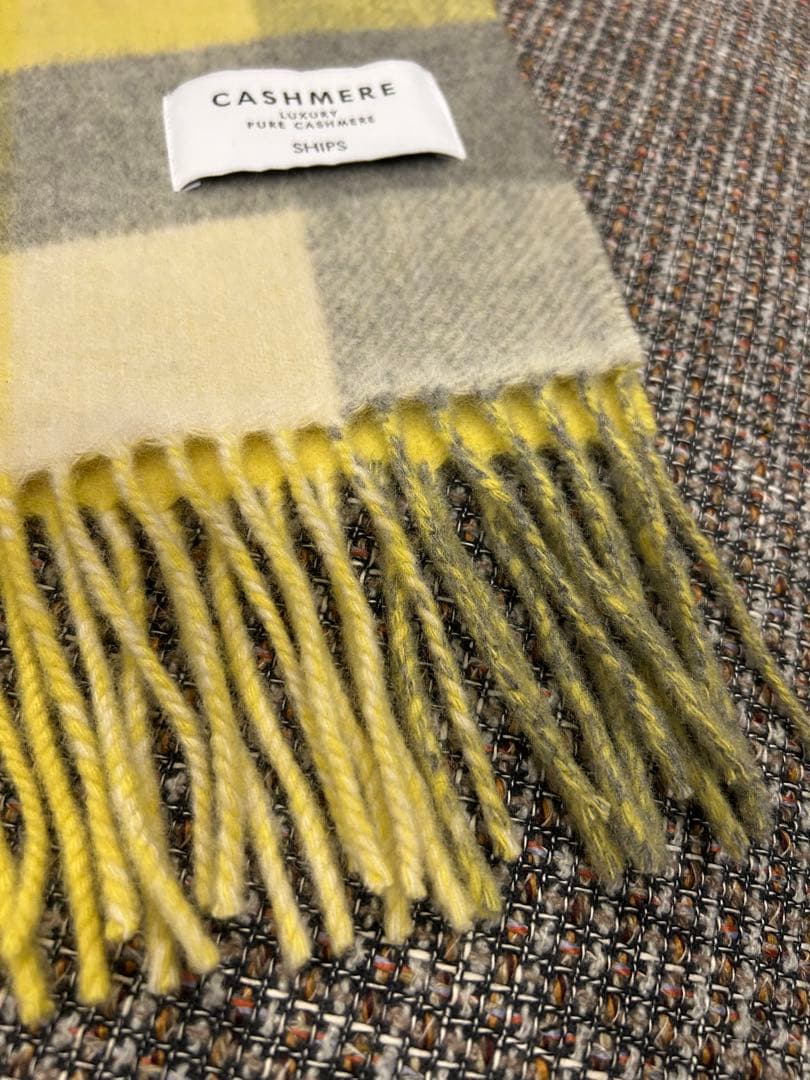 【未使用】　カシミヤ　チェック柄　マフラー SHIPS