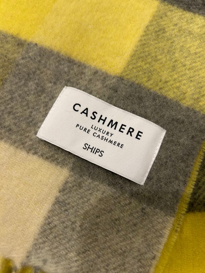 【未使用】　カシミヤ　チェック柄　マフラー SHIPS