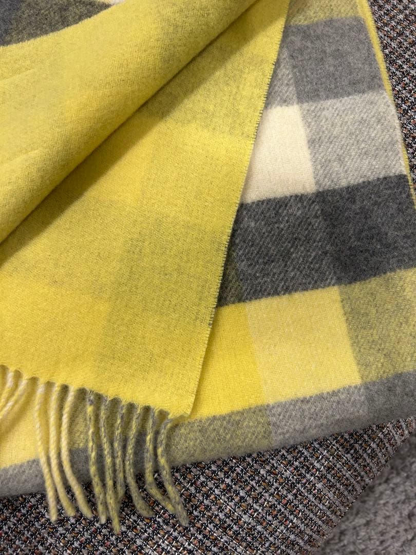 【未使用】　カシミヤ　チェック柄　マフラー SHIPS