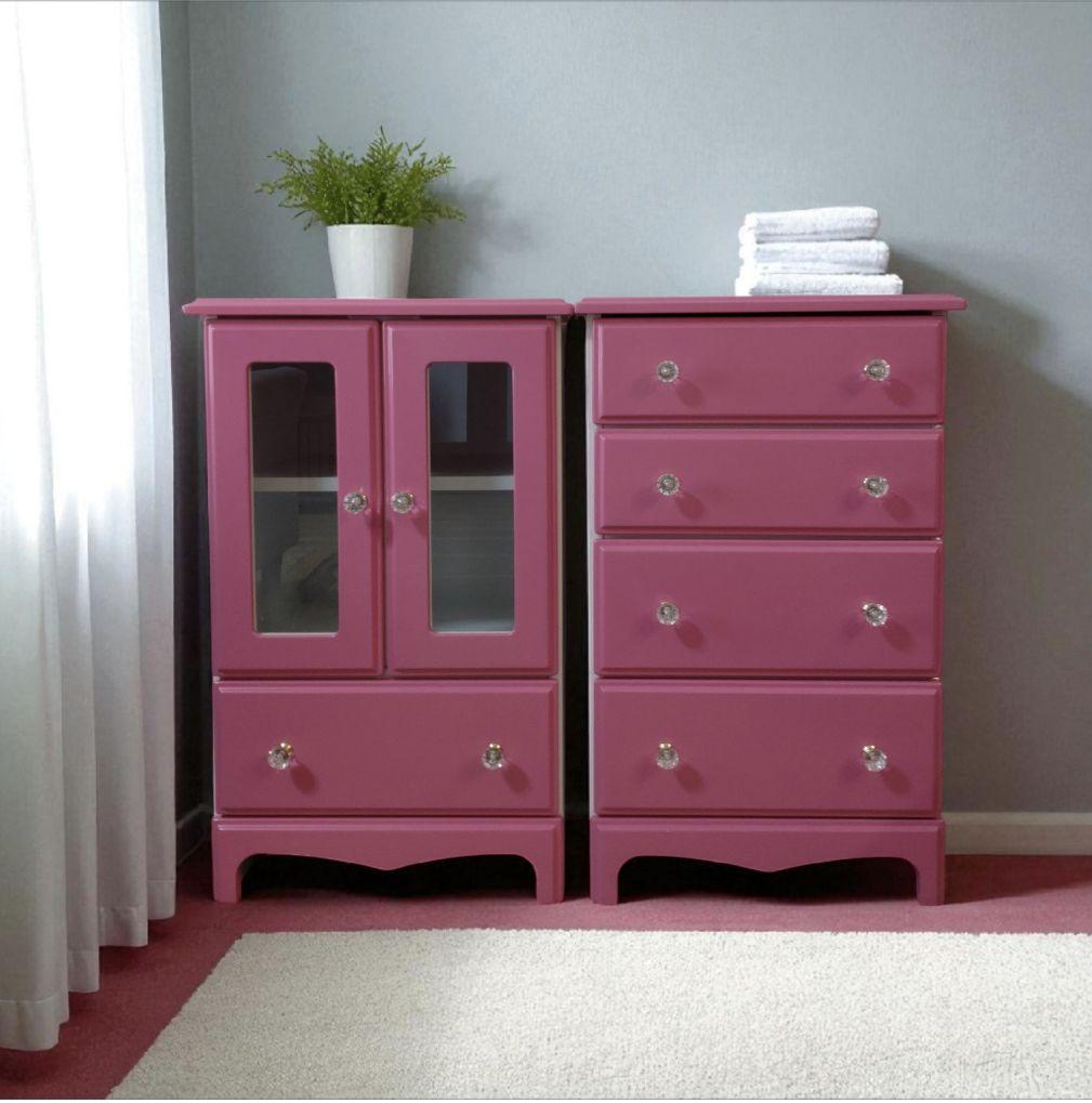 ピンキーライティング　アルファタカバ　ピンクの木製チェスト タンス　箪笥