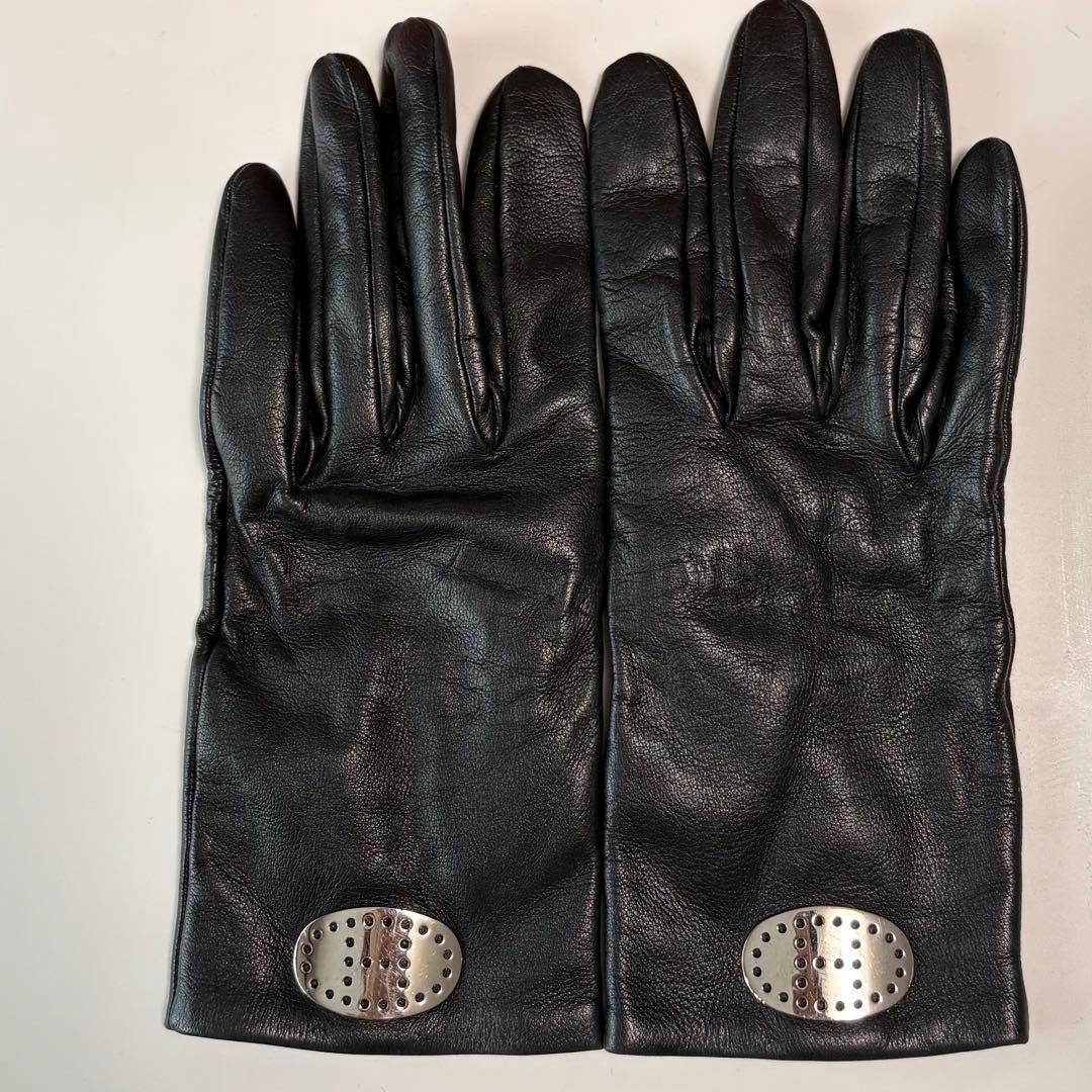 HERMES エヴリン レザー 手袋 グローブ サイズ8 ブラック