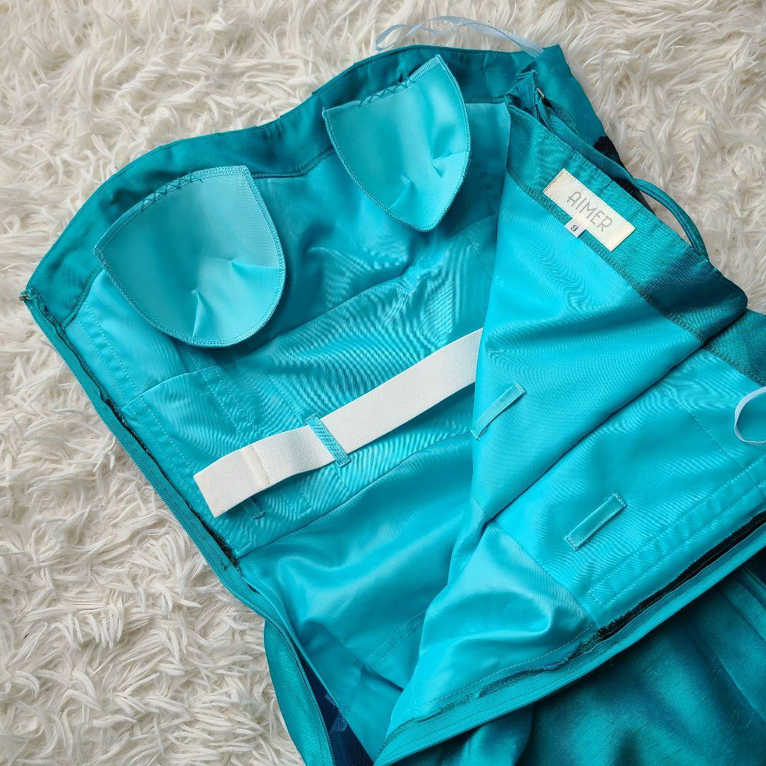 ✨️美品・希少✨️AIMER ドレス ロング チュール レース エメラルド M