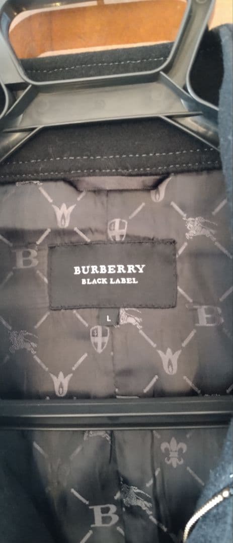 バーバリーブラックレーベル　ウールコート　ジャケット　モノグラム　黒　L 羊毛