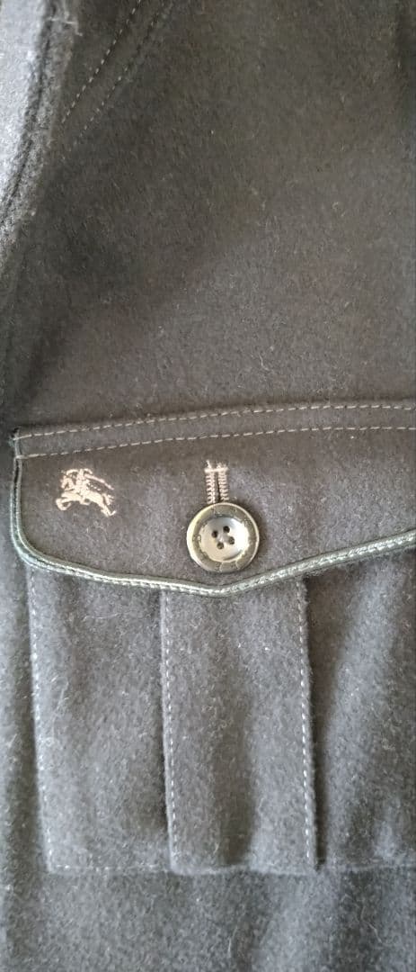 バーバリーブラックレーベル　ウールコート　ジャケット　モノグラム　黒　L 羊毛