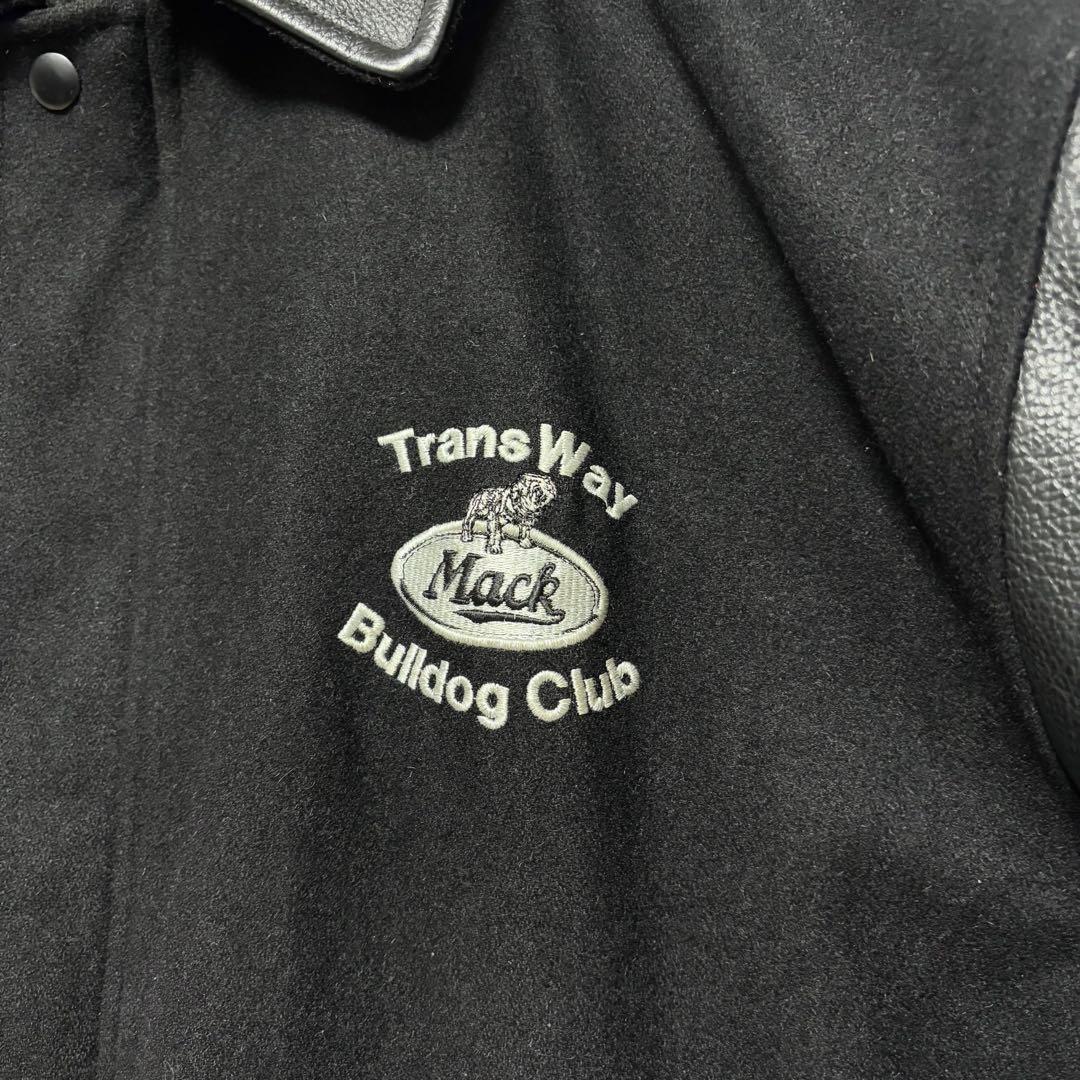 90s ビンテージ スタジャン リアルレザー ウール 本革 黒ブラック サイズM