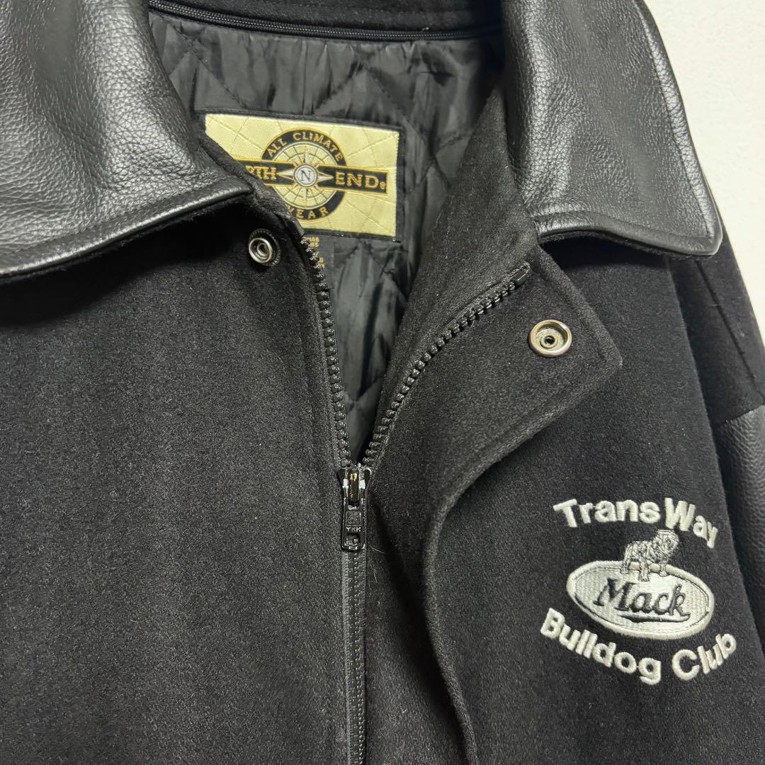 90s ビンテージ スタジャン リアルレザー ウール 本革 黒ブラック サイズM