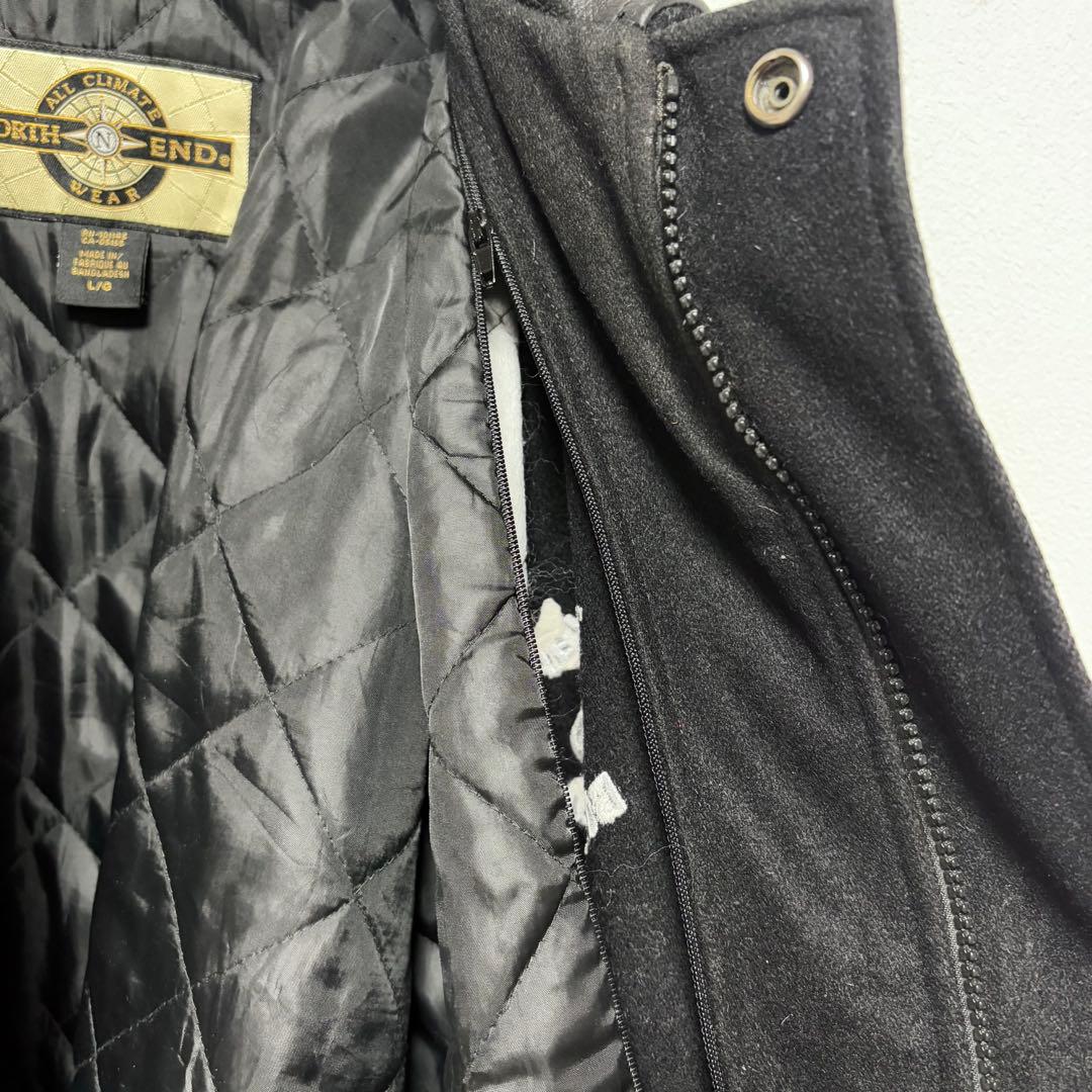 90s ビンテージ スタジャン リアルレザー ウール 本革 黒ブラック サイズM