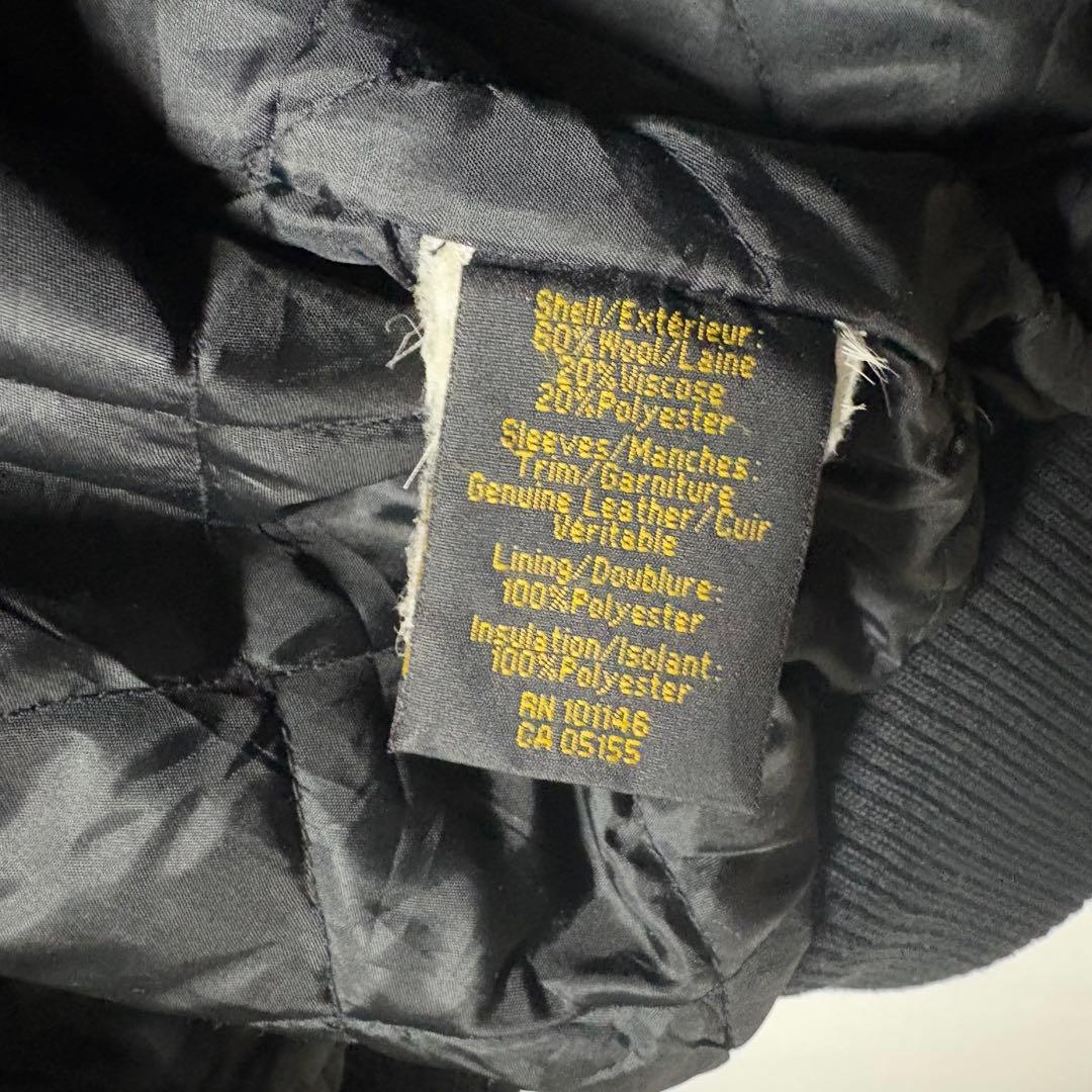 90s ビンテージ スタジャン リアルレザー ウール 本革 黒ブラック サイズM