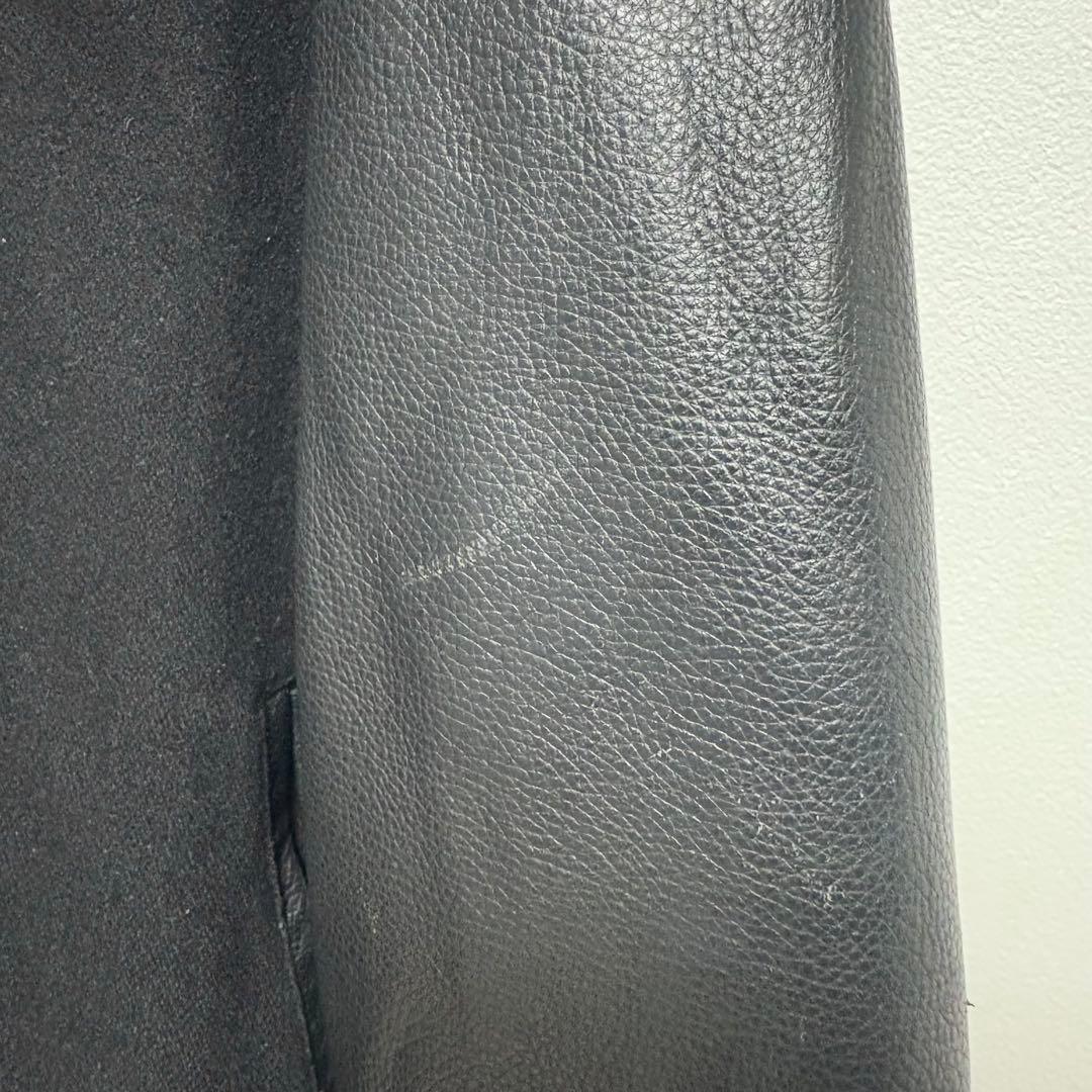 90s ビンテージ スタジャン リアルレザー ウール 本革 黒ブラック サイズM