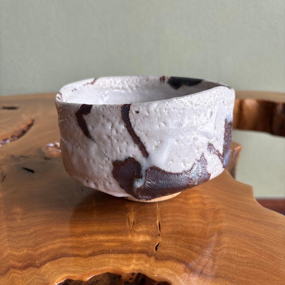 小崎一陽造 志野焼 抹茶碗 茶道具 共箱(10m)