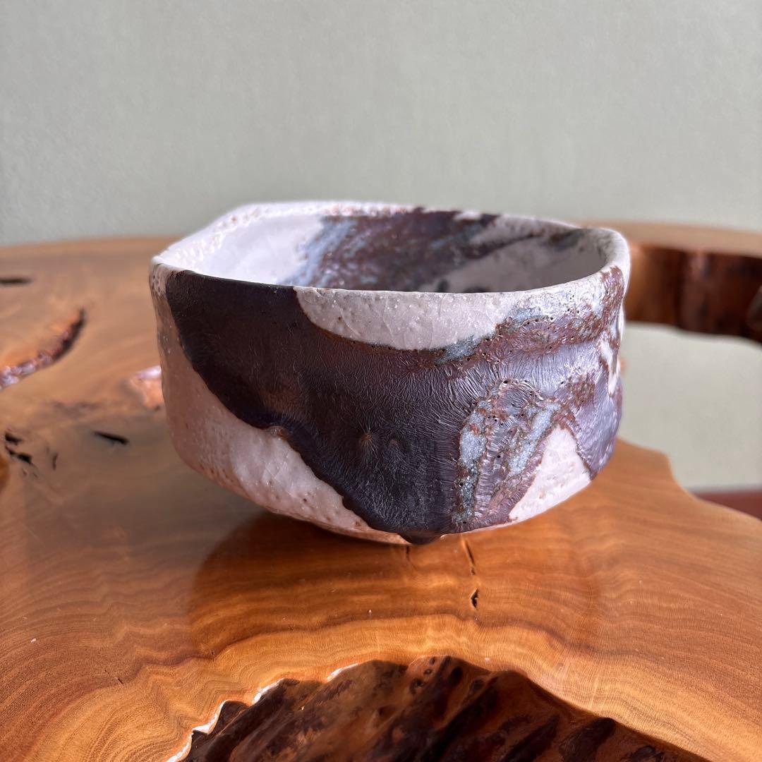 小崎一陽造 志野焼 抹茶碗 茶道具 共箱(10m)