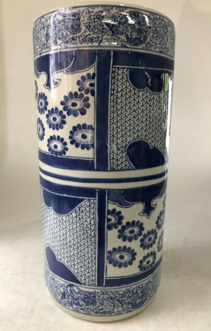 陶器製 傘立 アンブレラスタンド 染付　　玄関インテリア