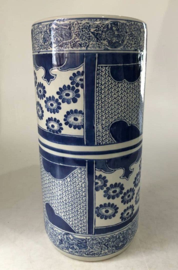 陶器製 傘立 アンブレラスタンド 染付　　玄関インテリア