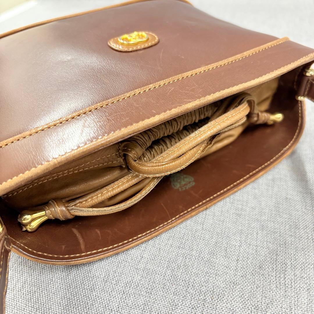 希少 GUCCI オールドグッチ 革 ショルダーバッグ ブラウン ヴィンテージ