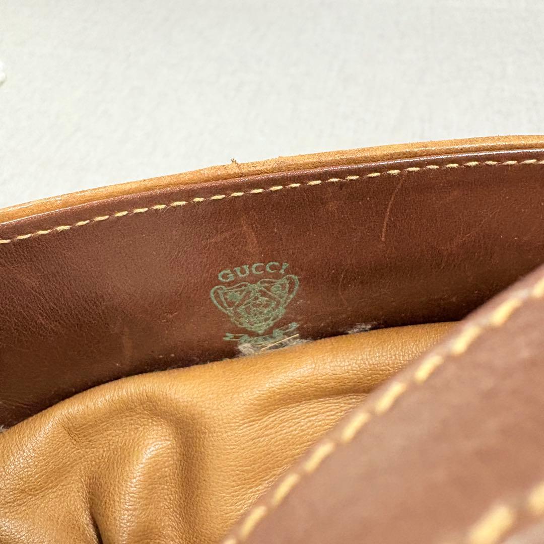 希少 GUCCI オールドグッチ 革 ショルダーバッグ ブラウン ヴィンテージ
