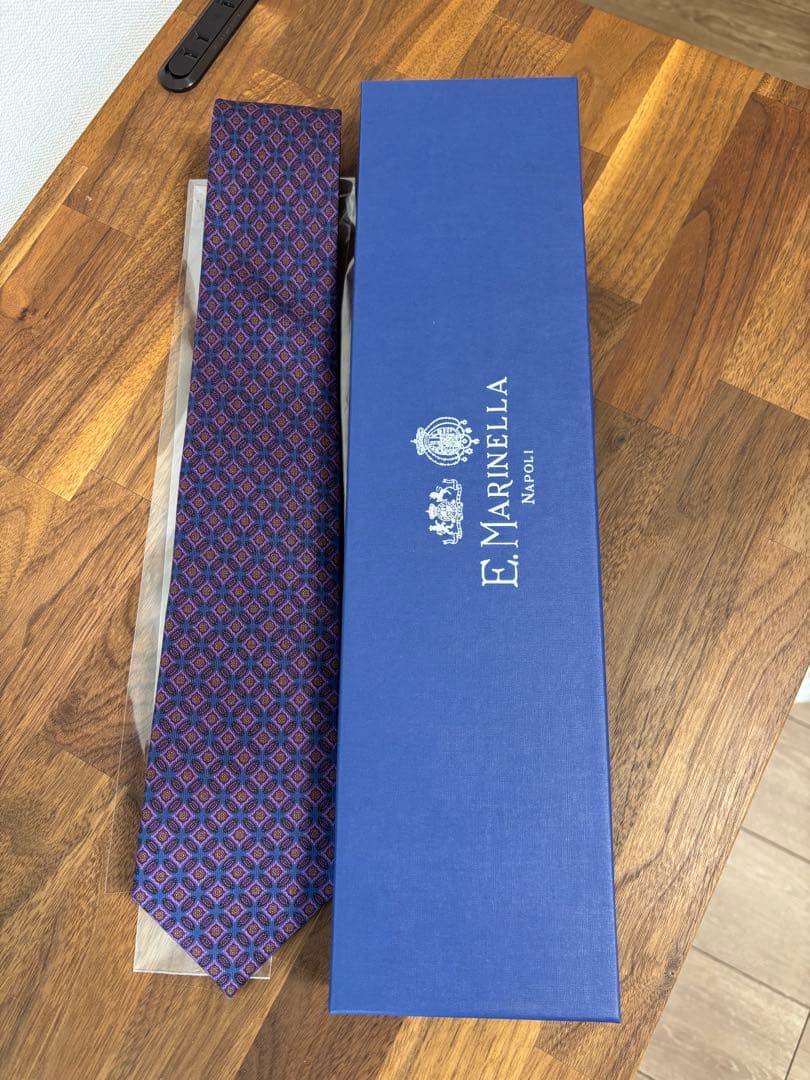 E. Marinella マリネッラ ネクタイ 小紋柄ブルー　ほぼ新品未使用