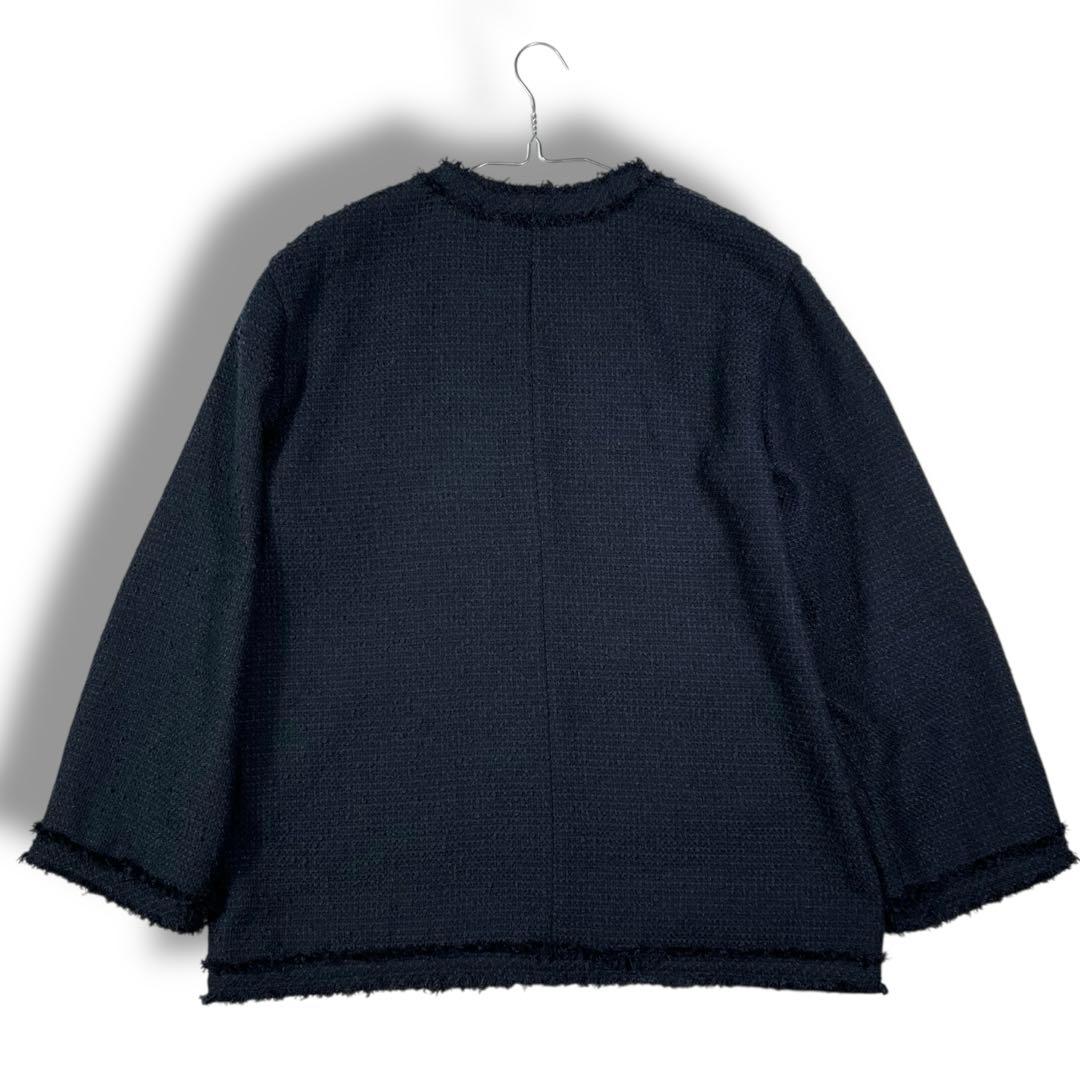 BEAUTY&YOUTH ツイード フリンジ ジャケット　ネイビー M