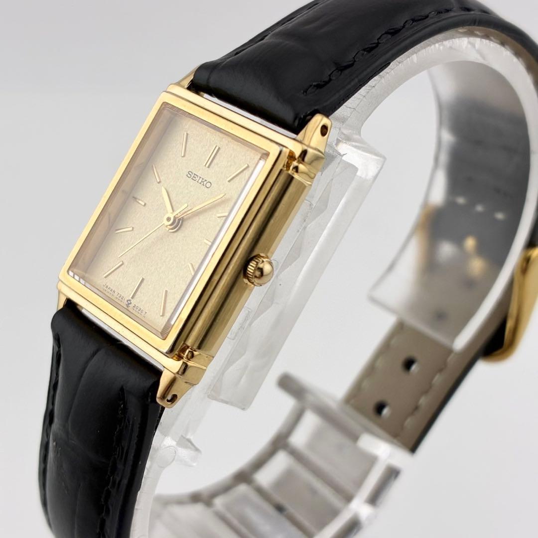 【美品/希少/電池交換済】SEIKO　腕時計　新品ベルト　ゴールド　クォーツ