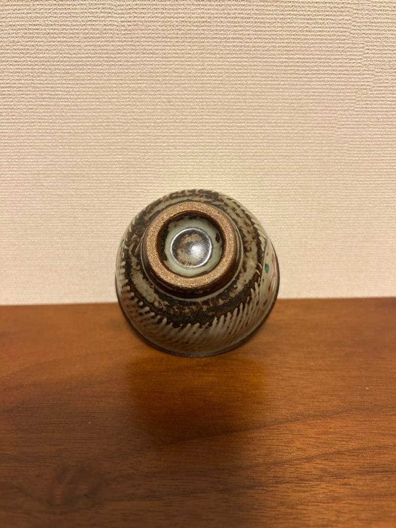 ✨ 人間国宝　島岡達三作　象嵌　赤絵　ぐい呑　共箱　略歴付　酒器✨