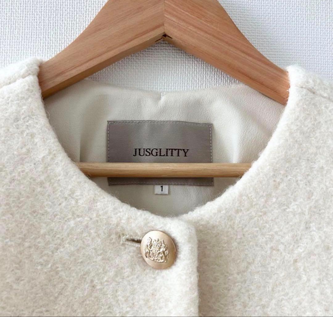 美品✨JUSGLITTY ブークレジャコット　金ボタン　ホワイト 1 コート