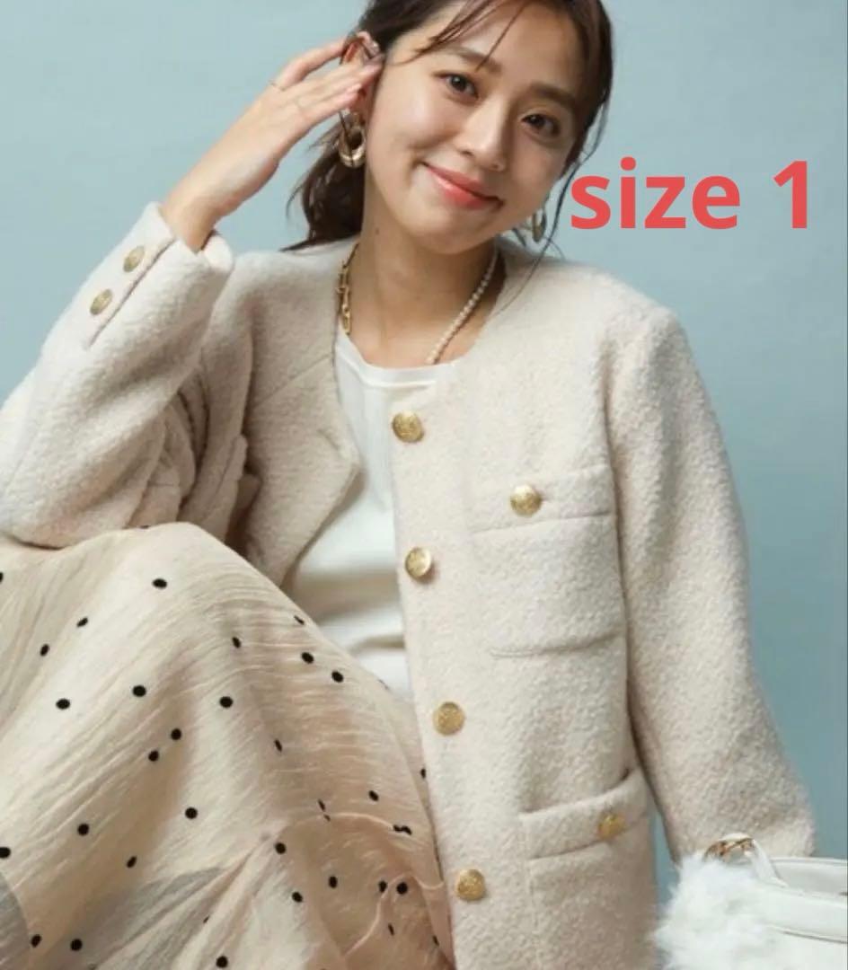 美品✨JUSGLITTY ブークレジャコット　金ボタン　ホワイト 1 コート