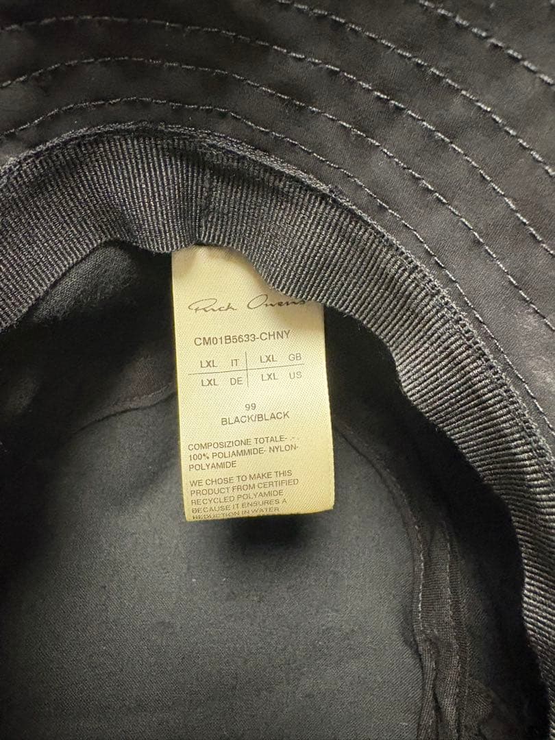 champion×Rick owensブラックバケットハット L/XL