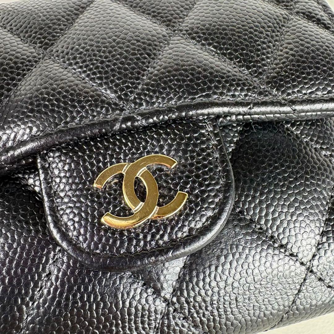 CHANEL シャネル　キャビアスキン　マトラッセ　三つ折り　財布　ケース