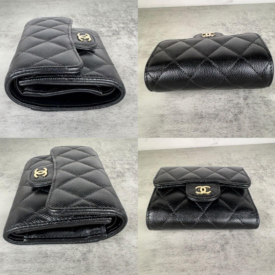 CHANEL シャネル　キャビアスキン　マトラッセ　三つ折り　財布　ケース