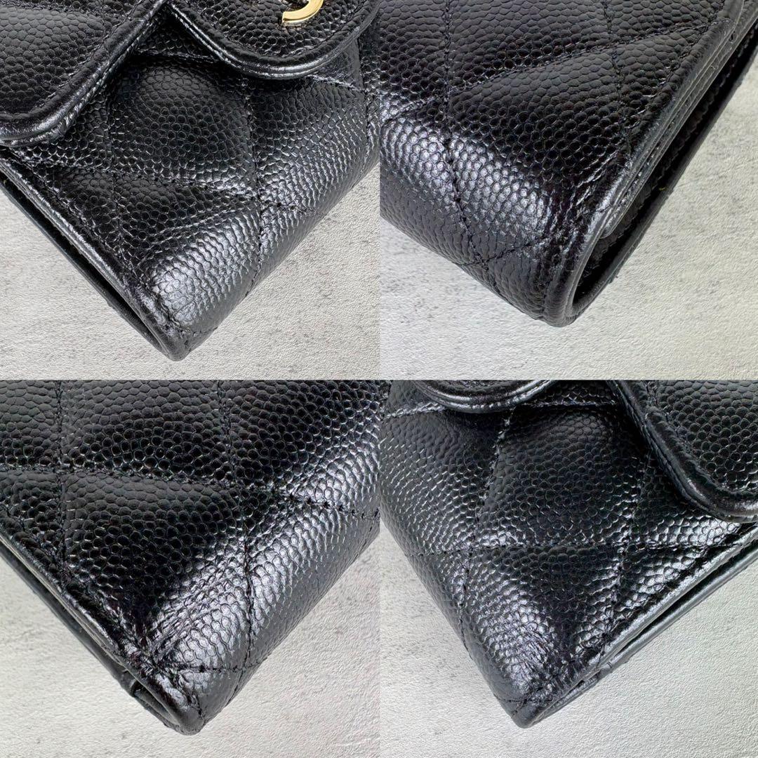CHANEL シャネル　キャビアスキン　マトラッセ　三つ折り　財布　ケース
