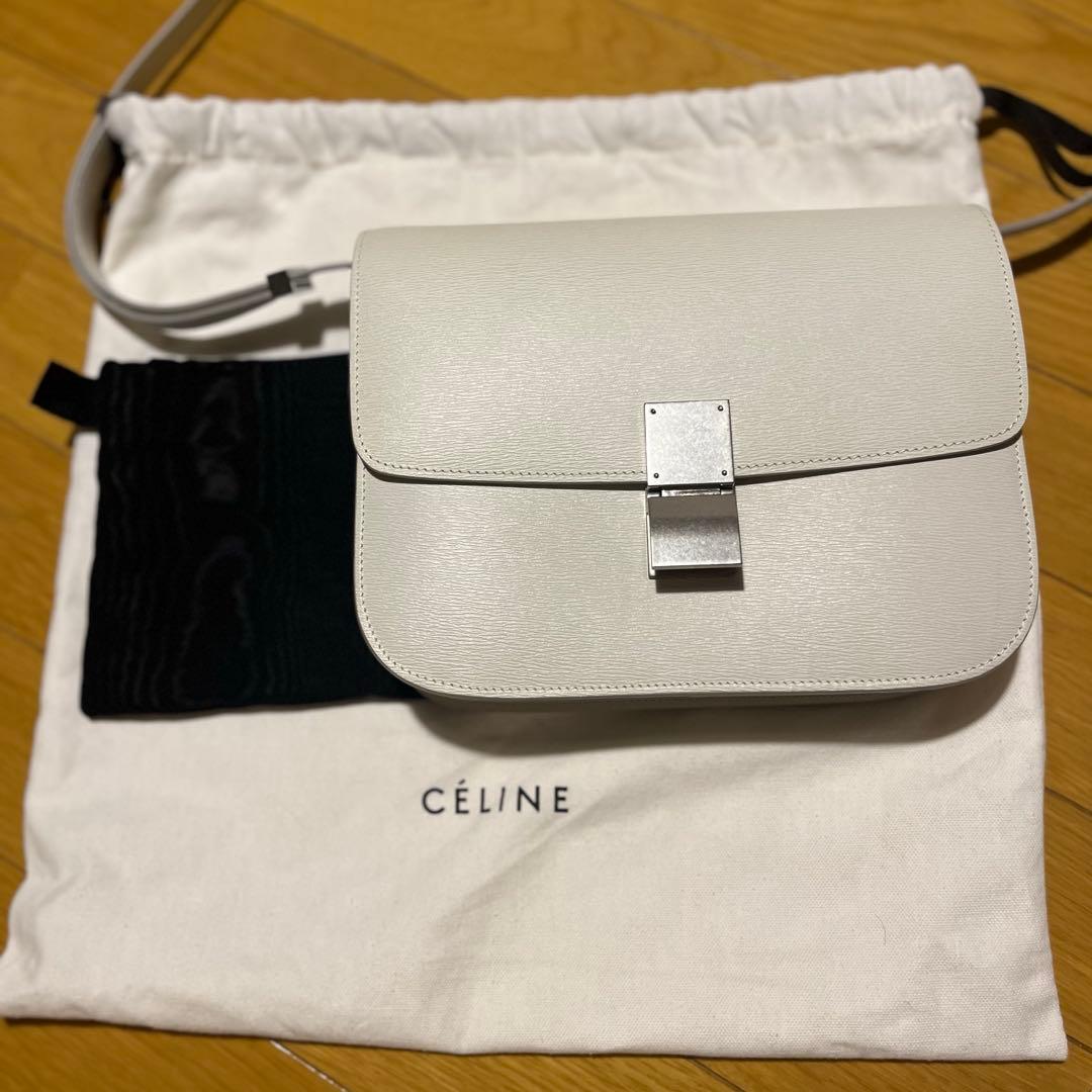 2/10中のみ　セリーヌ　クラシックボックス　バッグ　シルバー金具　ホワイト