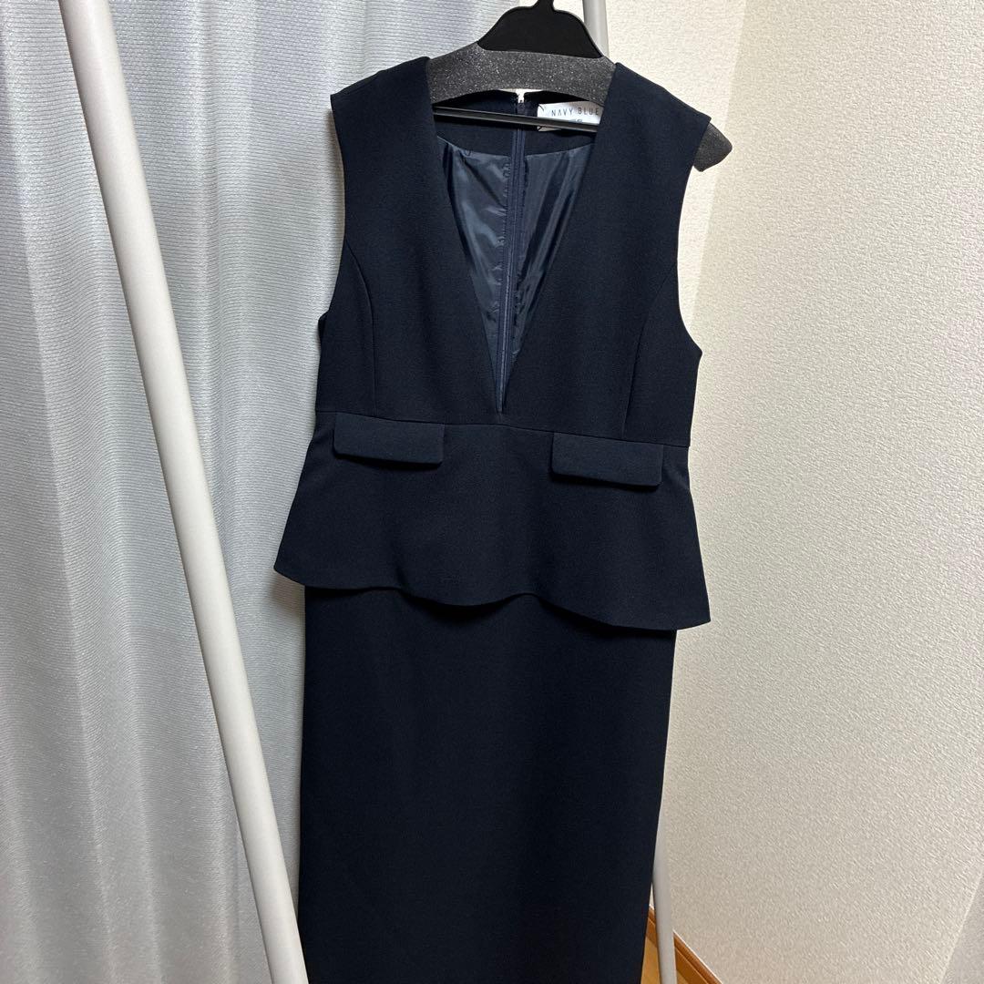 【未使用タグ付き】SHIPS anyダブルクロス Vネック ペプラム ワンピース