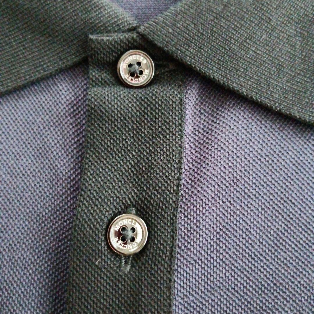 【新品】MONCLER 2トーンカラー 襟ロゴ ポロシャツ/鹿の子 M