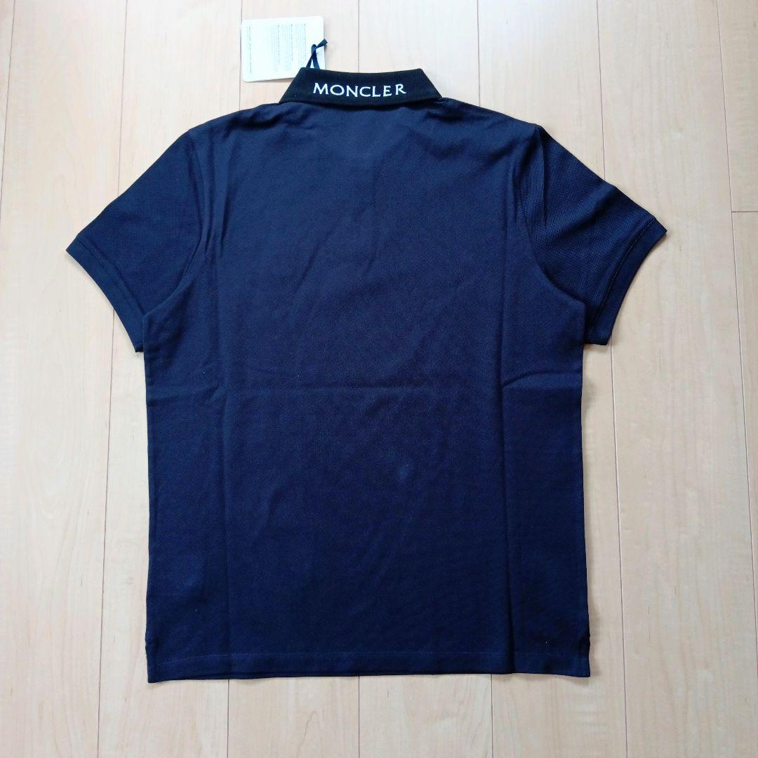 【新品】MONCLER 2トーンカラー 襟ロゴ ポロシャツ/鹿の子 M