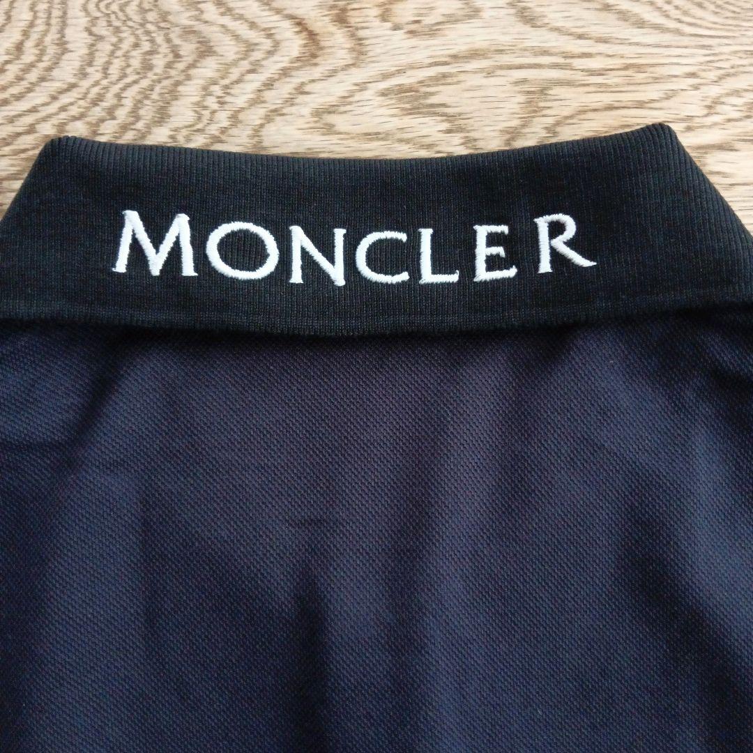 【新品】MONCLER 2トーンカラー 襟ロゴ ポロシャツ/鹿の子 M