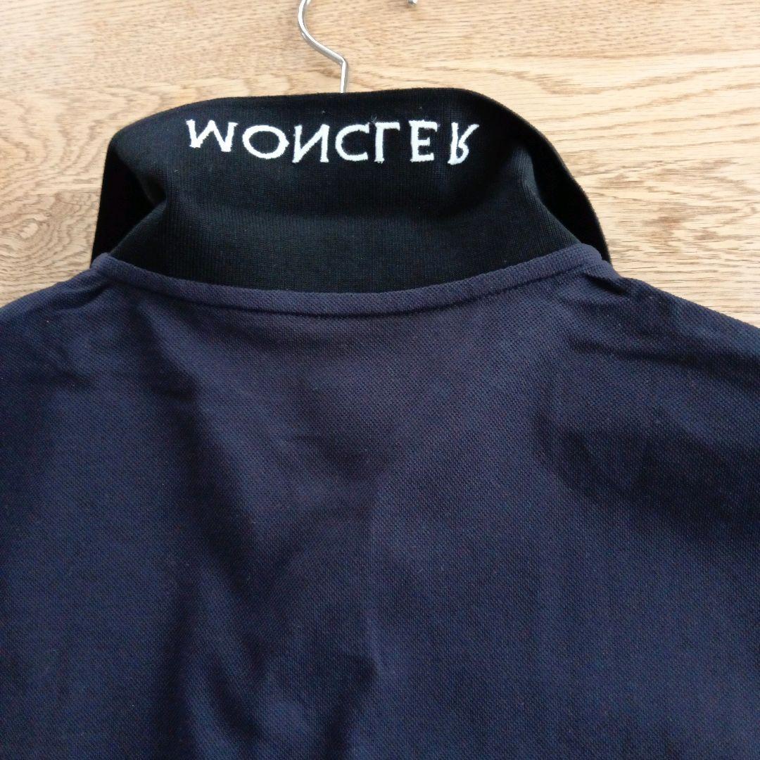 【新品】MONCLER 2トーンカラー 襟ロゴ ポロシャツ/鹿の子 M