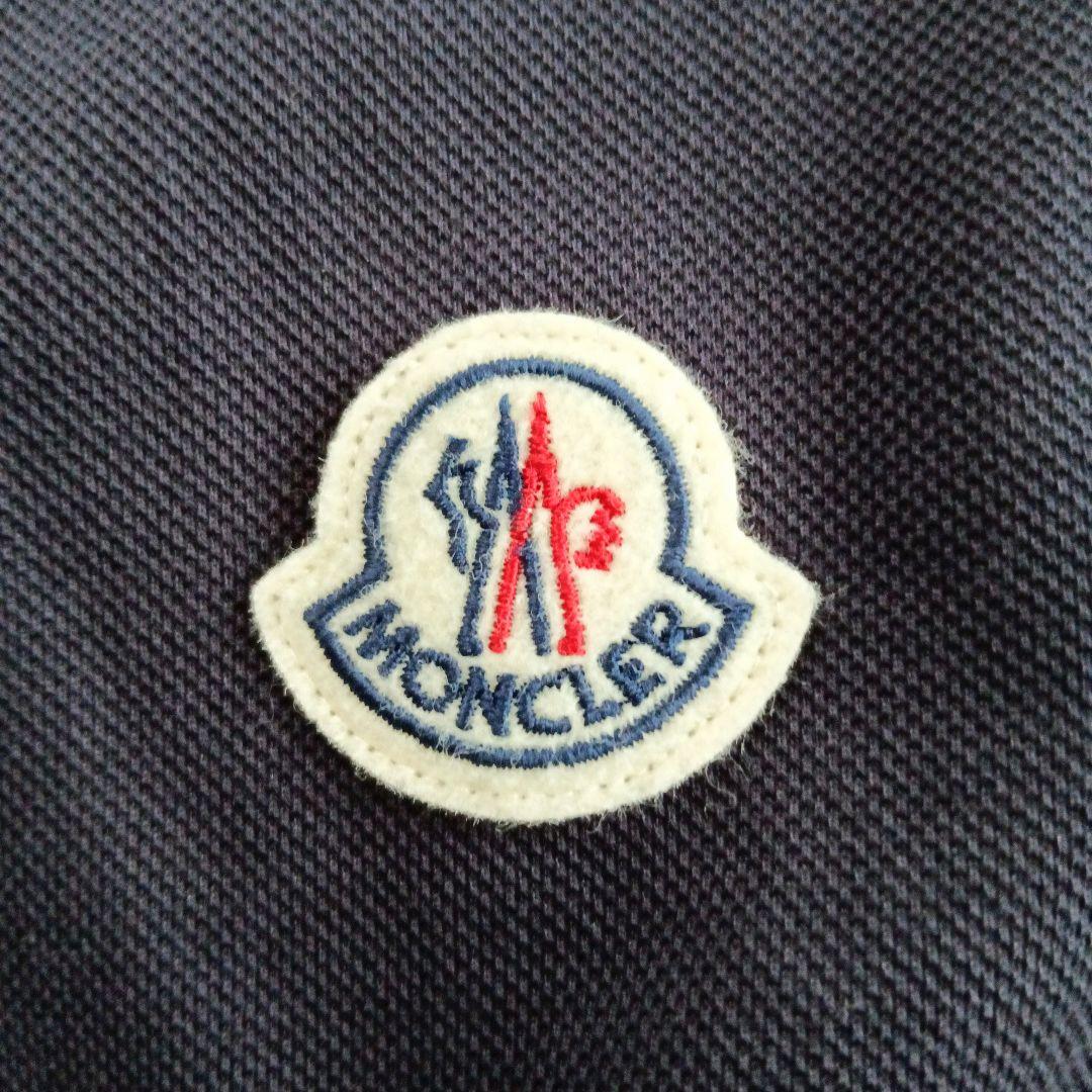 【新品】MONCLER 2トーンカラー 襟ロゴ ポロシャツ/鹿の子 M