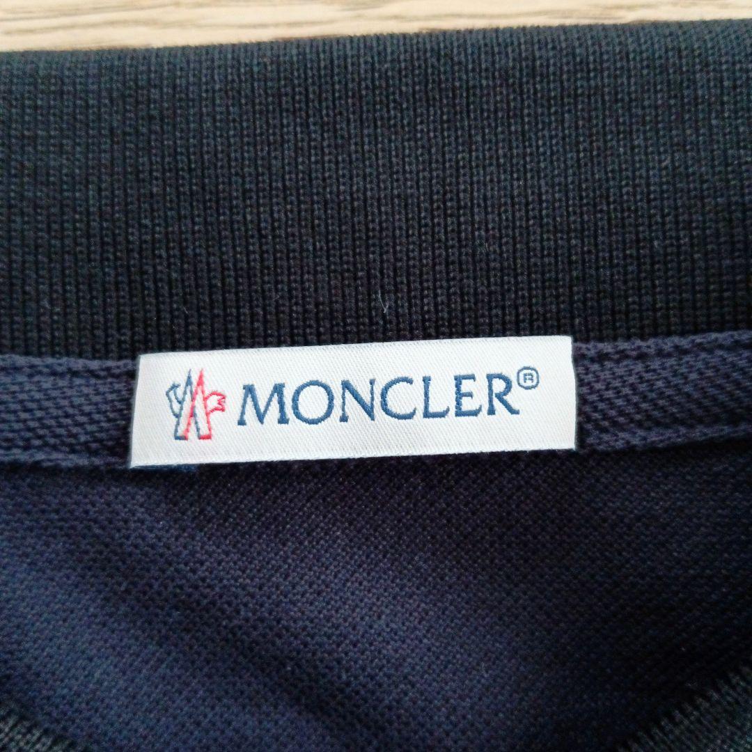 【新品】MONCLER 2トーンカラー 襟ロゴ ポロシャツ/鹿の子 M