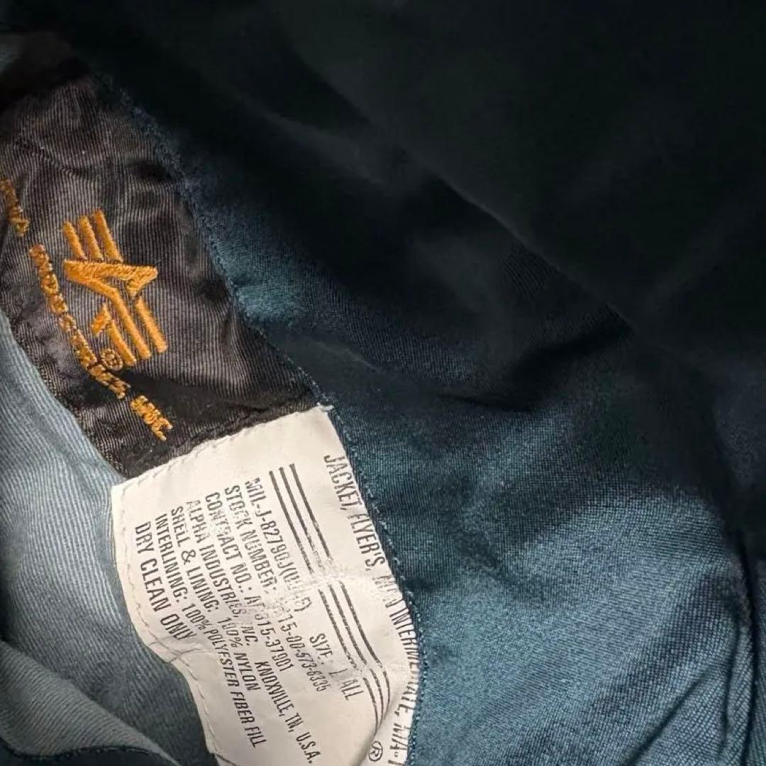 美品 L TALL 90s ALPHA MA-1 フライトジャケット ネイビー