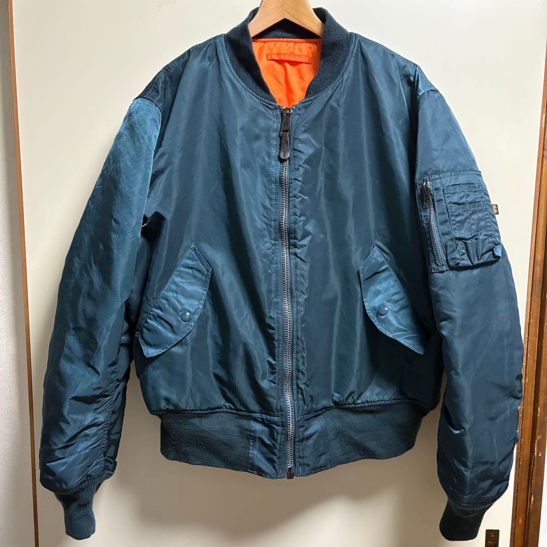 美品 L TALL 90s ALPHA MA-1 フライトジャケット ネイビー