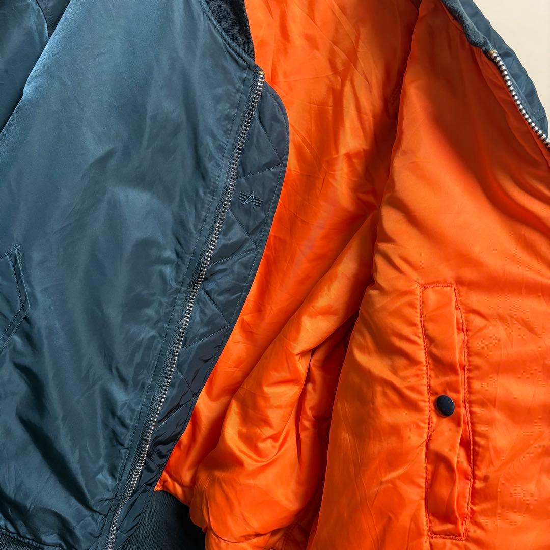 美品 L TALL 90s ALPHA MA-1 フライトジャケット ネイビー